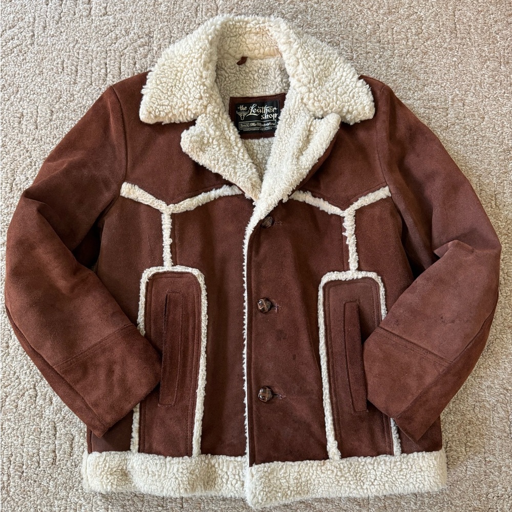 Vintage Sherpa lined Leather Coat